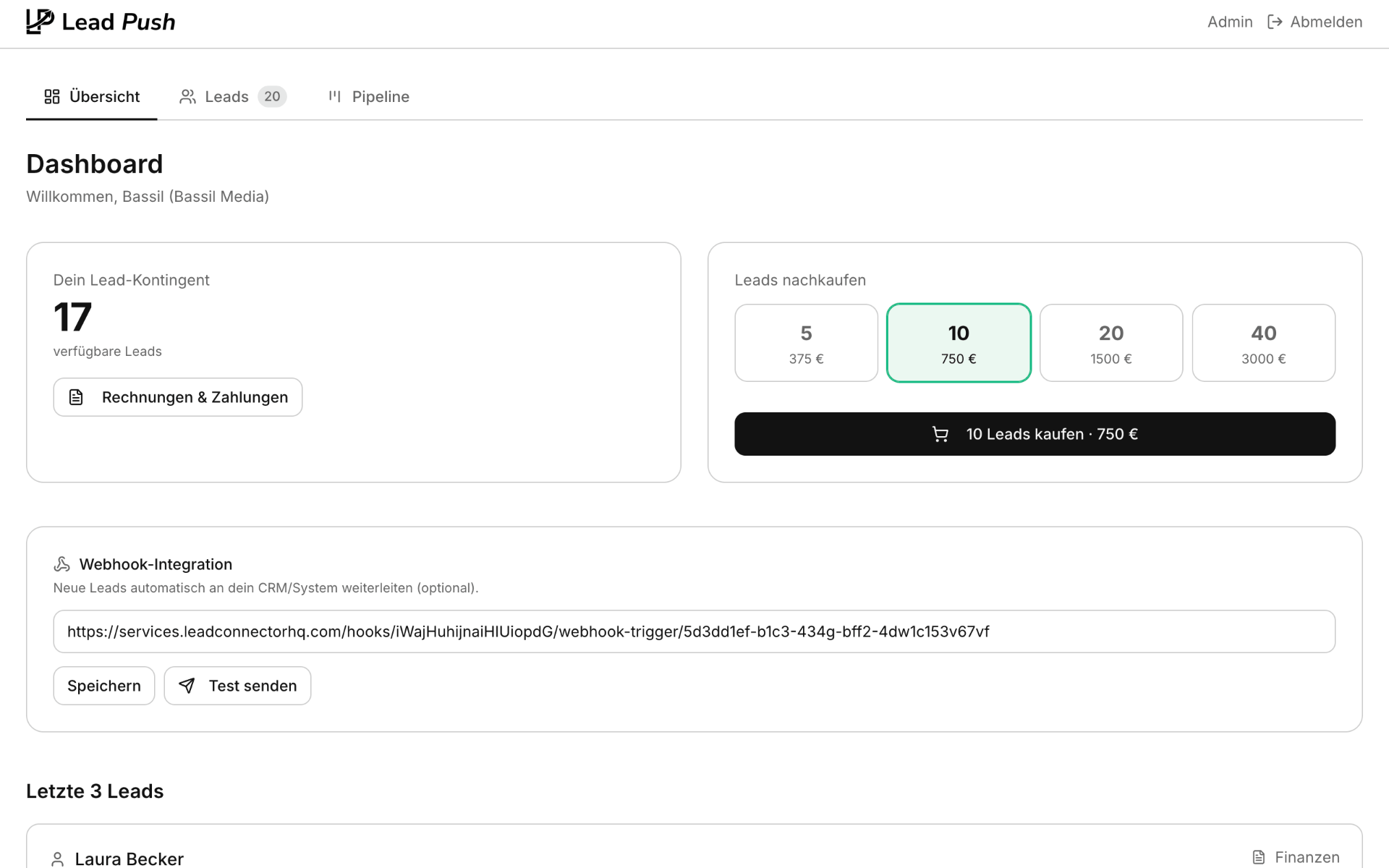 Dashboard & Kontingent
